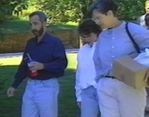 Robb, Kelli Hughes and Beth Wehrman arrive to speak to a church group in Davenport - September, 1995.